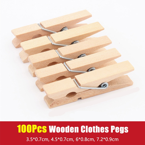 100Pcs Wooden Clothespins DIY Project Clothespins Airer Dryer Washing Line Wooden  Clips Clothes Pins Clips Laundry Pins For Hanging Clothing Wooden Clothes  Pegs